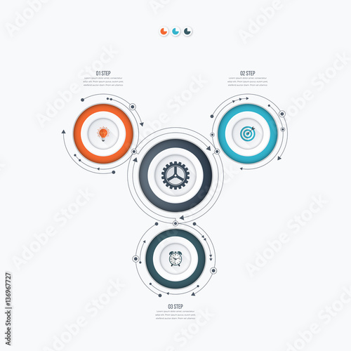 Infographics template 3 options with circle