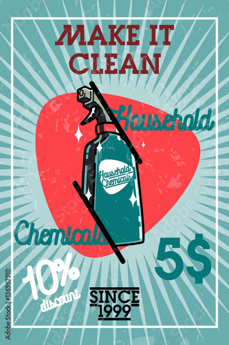 Color vintage household chemicals banner