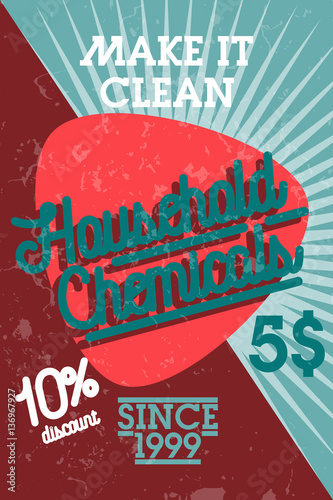 Color vintage household chemicals banner