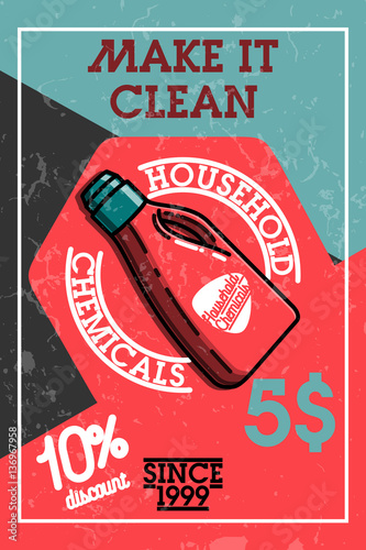 Color vintage household chemicals banner