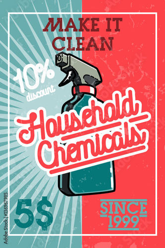 Color vintage household chemicals banner