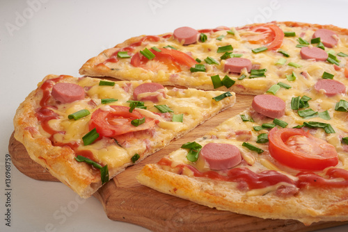 appetizing pizza on a white background