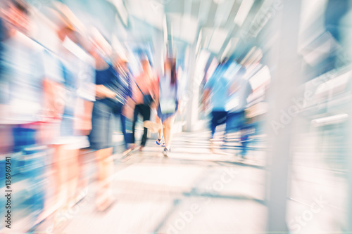 abstract blurred people walking on street for background