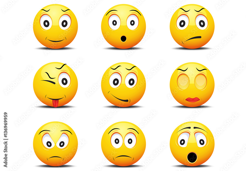 9 Emoji Face Icons Stock Template | Adobe Stock