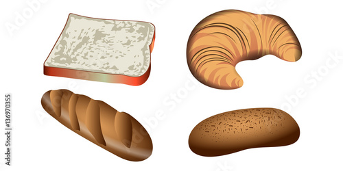 Set of bakery products