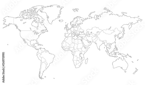 Fototapeta Przedstawiona mapa wektorowa świata