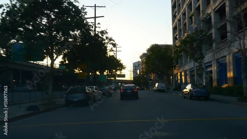 los angeles sunset street view road trip panorama 4k usa
