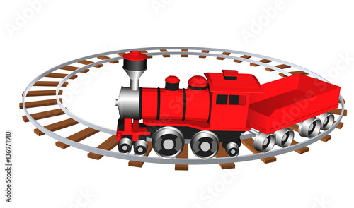 Toy train. Vector illustration eps 10 isolated on white background. Cartoon style.