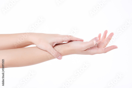 isolated arm supports a hand white background