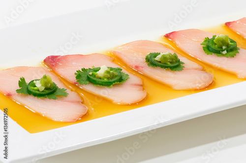 plated sliced raw fish Sushi