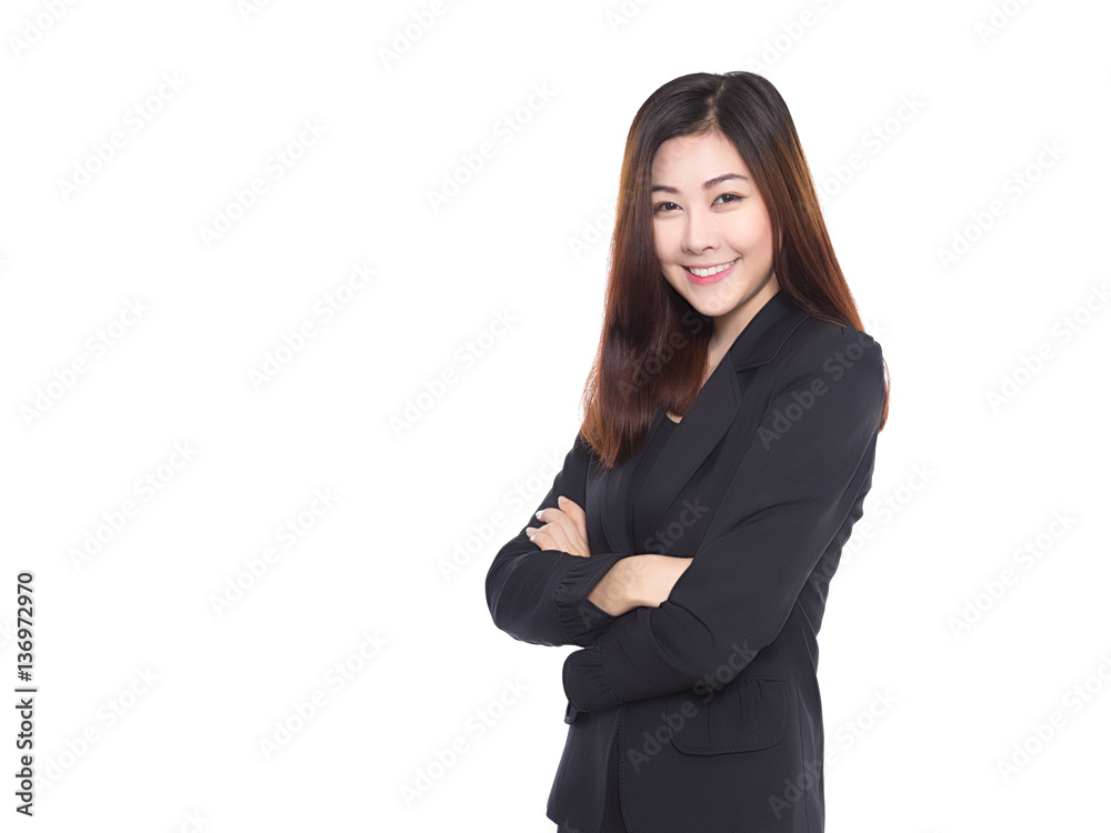 Business woman with smiling face isolated on white background, young asian girl Business woman with smiling face isolated on white background, young asian girl