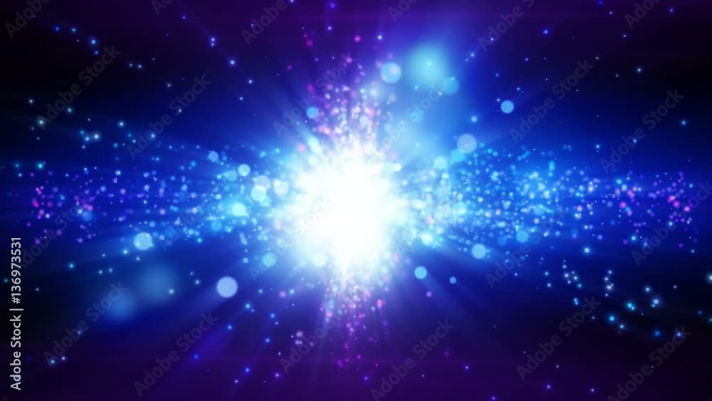 Abstract motion background shining light rays bokeh particles and energy waves loop.
