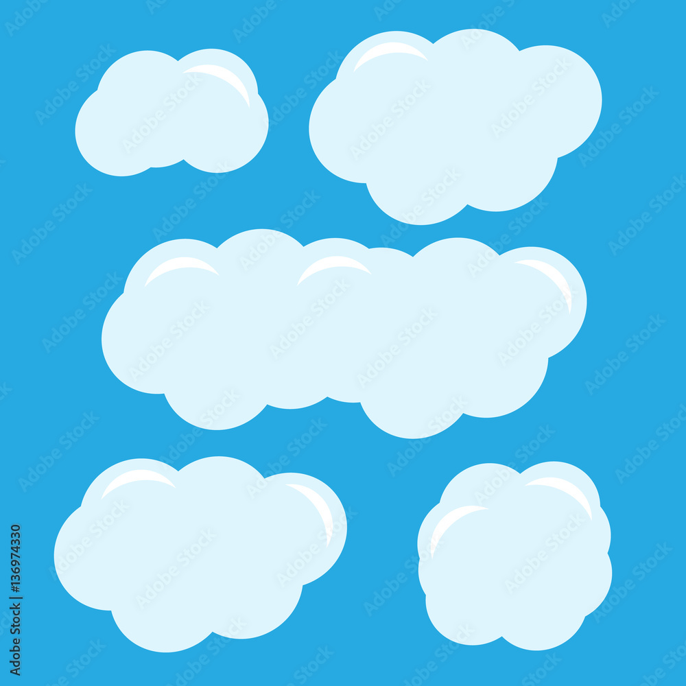 Vector cartoon clouds. Set of white clouds vector