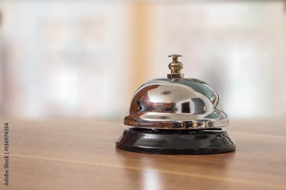 Support and service bell in hotel on blurred background. Support and service bell in hotel on blurred background.