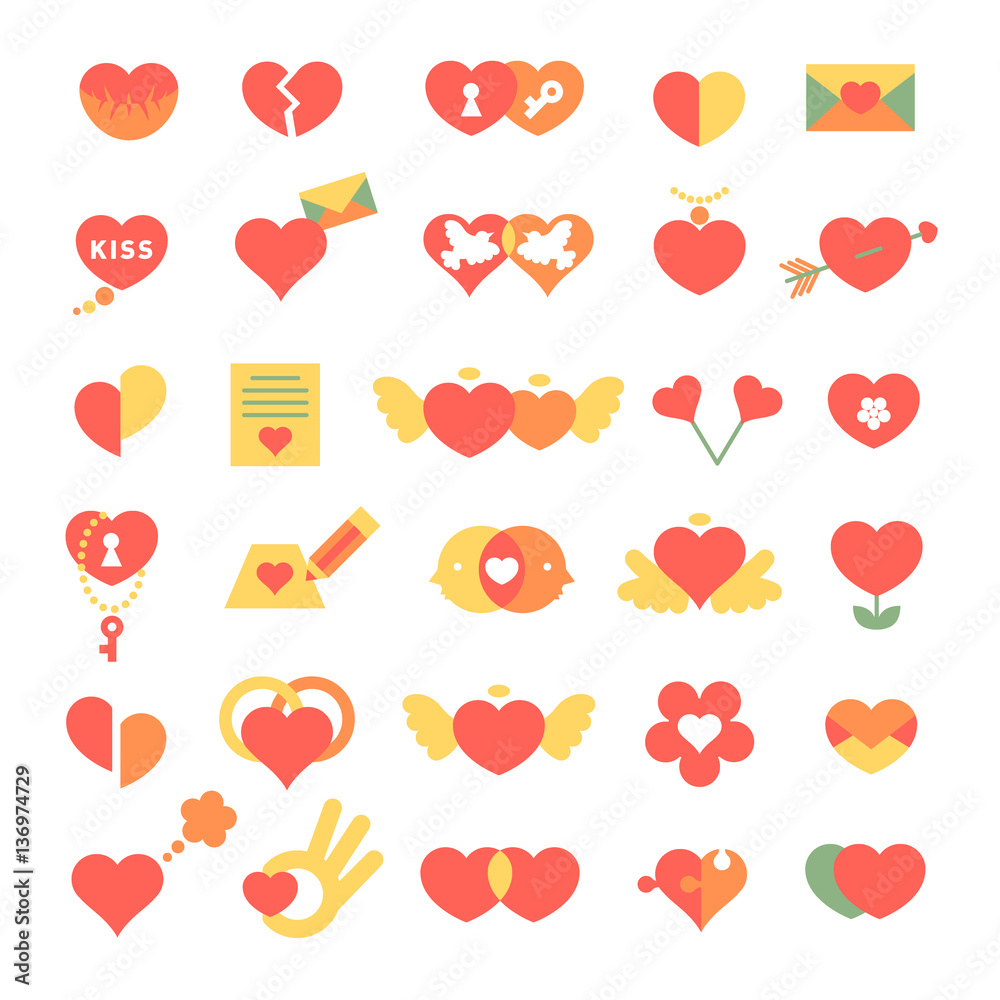 Set of different hearts icons Set of different hearts icons