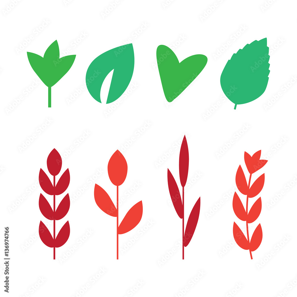 Seaweed set vector illustration. Yellow and brown, red and green Seaweed set vector illustration. Yellow and brown, red and green