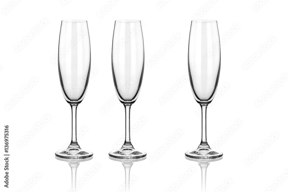 Champagne glasses isolated on white