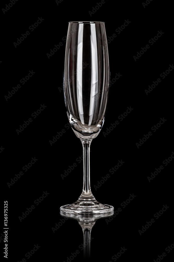 Champagne glass isolated on black