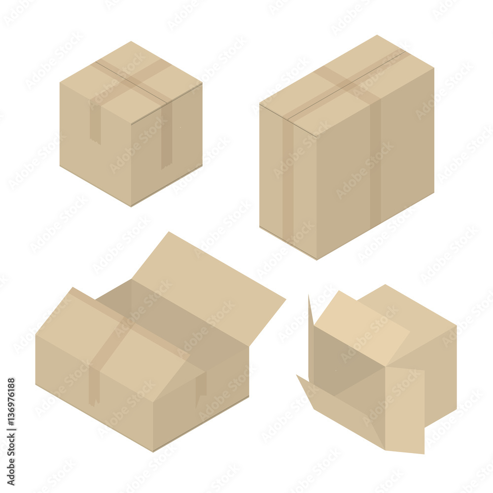 Different cardboard isometric boxes Different cardboard isometric boxes