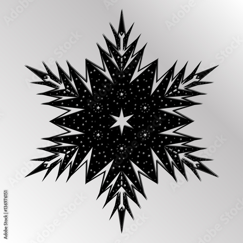 Cutting card. Laser cut  star vector panel. Cutout silhouette with star pattern. Filigree star pattern for paper cutting. hexagonal star. black