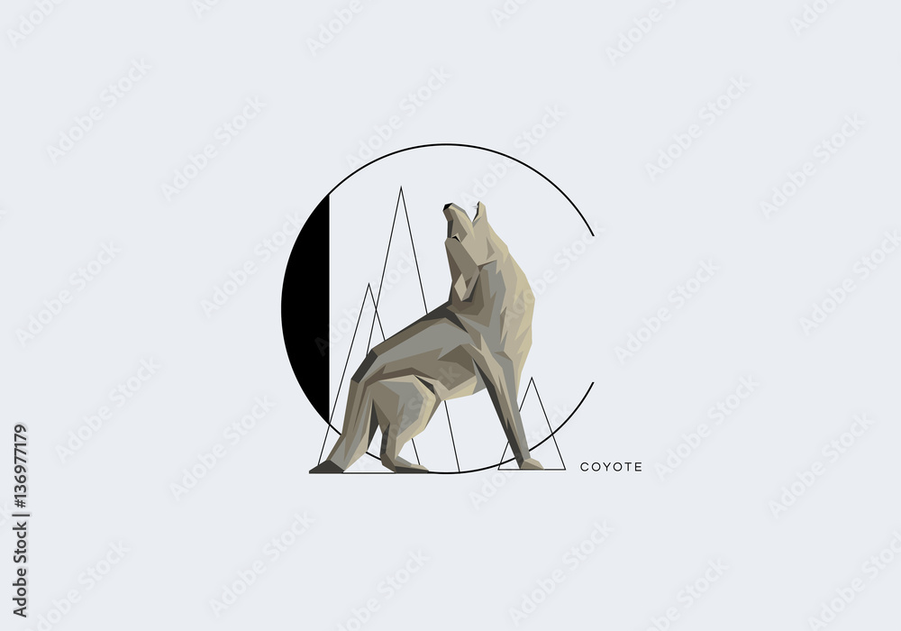 Obraz premium Wielka litera C ozdobiona wyjącym kojotem