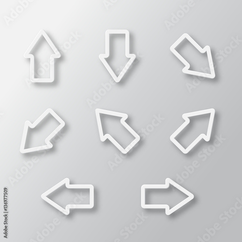 Set of white arrows with shadow.