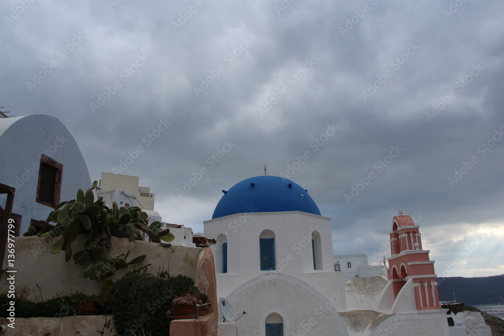 Santorini beautiful island in the winter