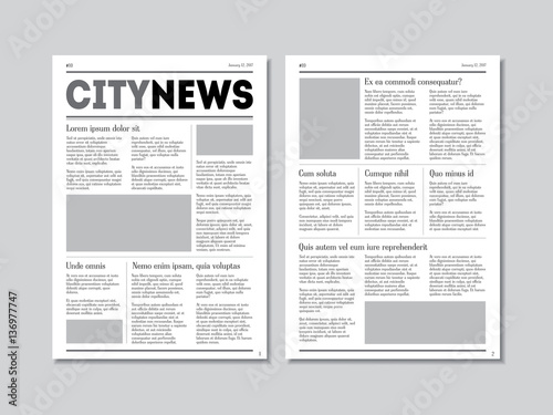 Newspaper City News with Headers. Vector