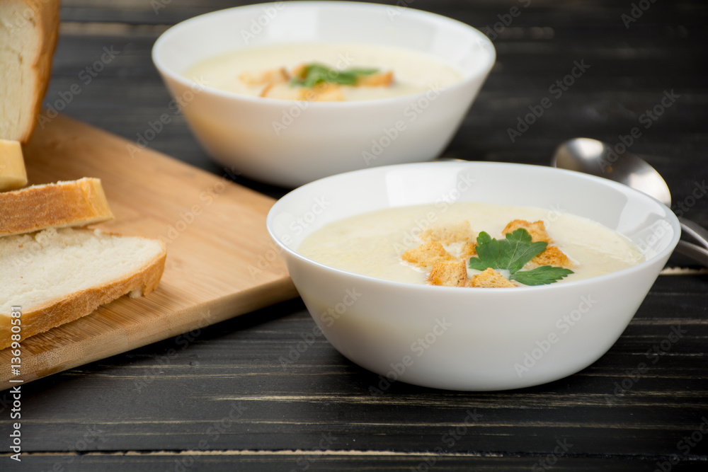 Cheese soup with white bread Cheese soup with white bread