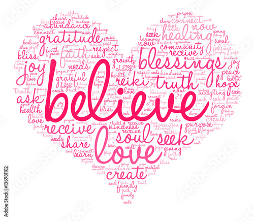 Believe Word Cloud on a white background. 