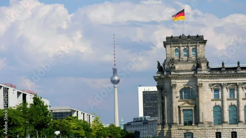 Berlin Reichstag and TV Tower Time Lapse UHD
