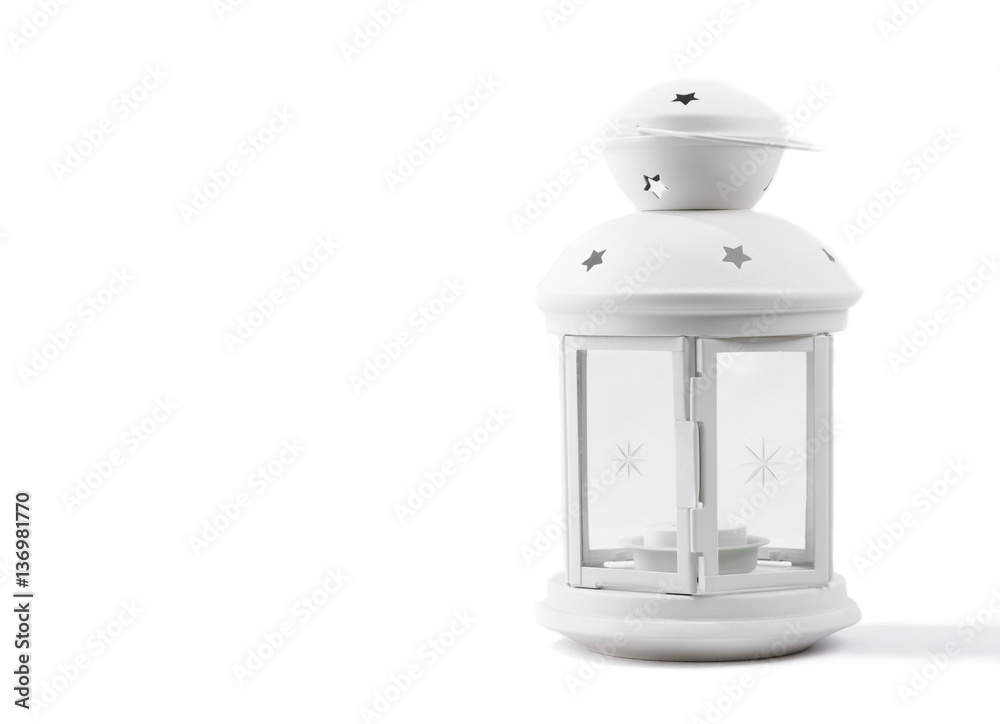 decorative white lantern on a light background. decorative white lantern on a light background.