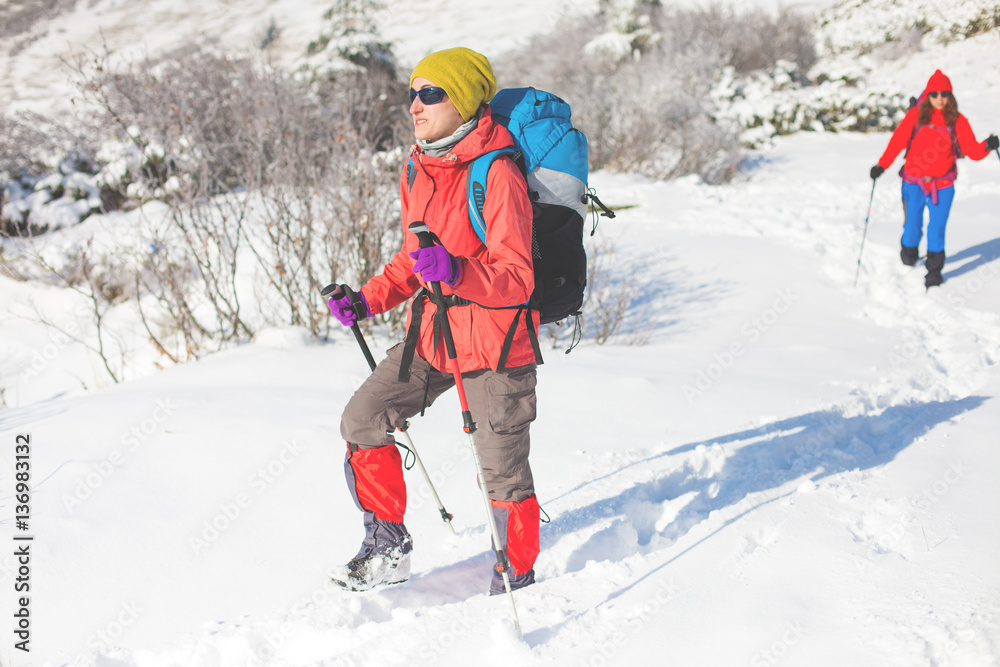 Climbers are on snow.