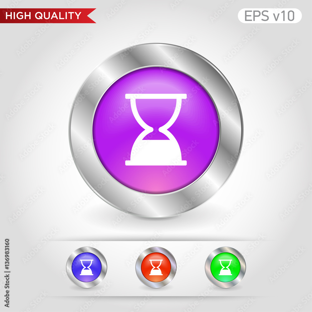Sand timer icon. Button with hourglass icon. Modern UI vector.