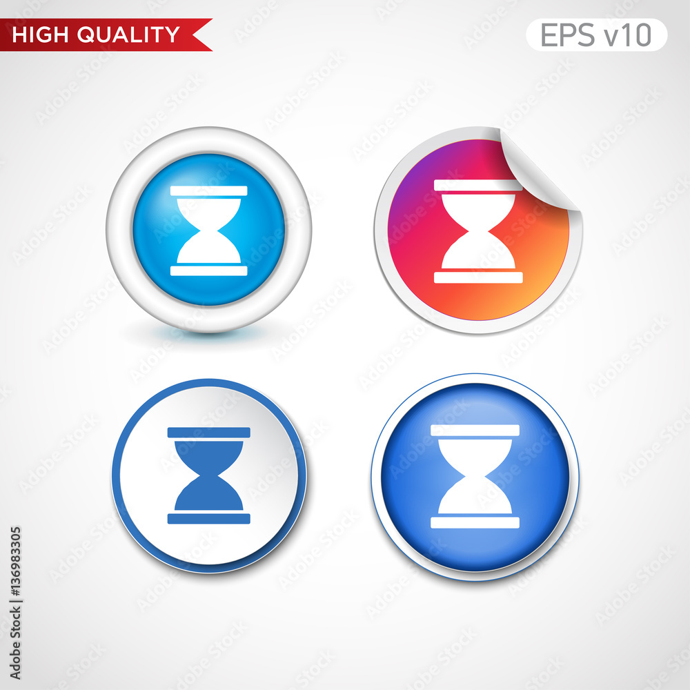 Sand timer icon. Button with hourglass icon. Modern UI vector. Sand timer icon. Button with hourglass icon. Modern UI vector.