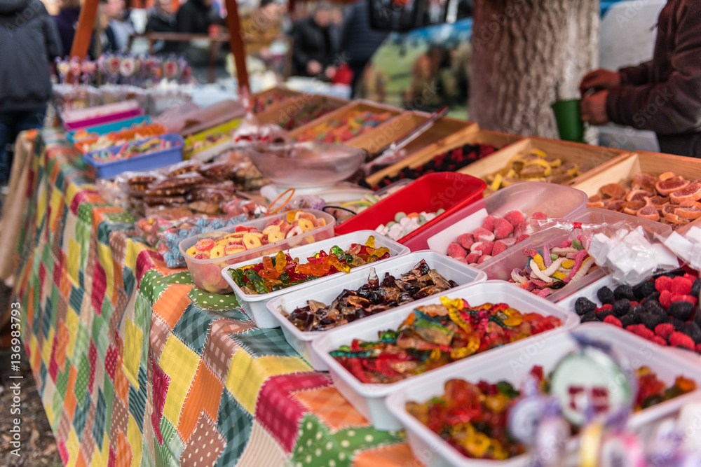 Fototapeta premium Candies selling on a street stall