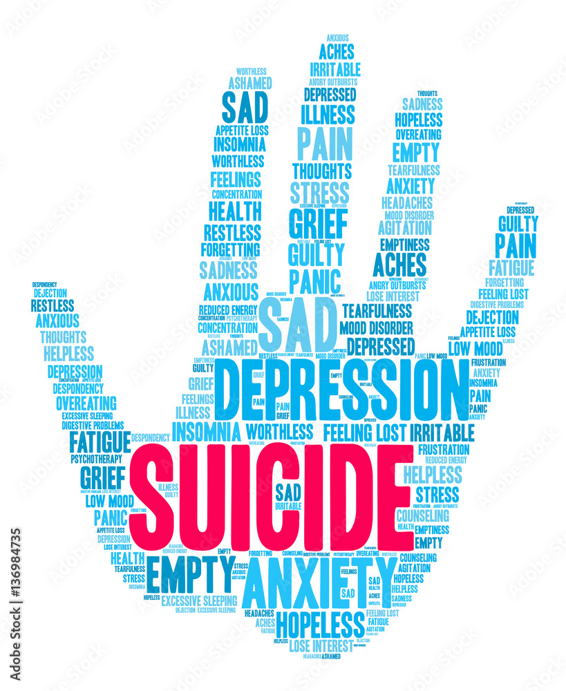 Suicide Word Cloud word cloud on a white background. Suicide Word Cloud word cloud on a white background.