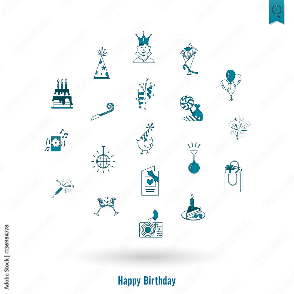 Happy Birthday Icons Set