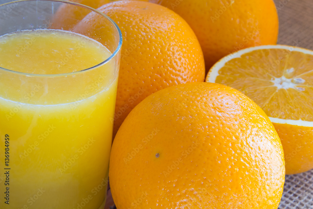 Two oranges and a half an orange; a glass of juice Two oranges and a half an orange; a glass of juice