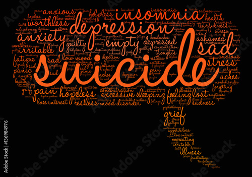 Suicide Word Cloud on a black word cloud