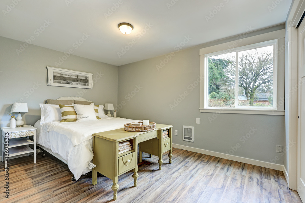 Lovely Pale grey bedroom interior