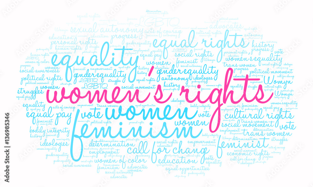 Women's Rights word cloud on a white background. Women's Rights word cloud on a white background.