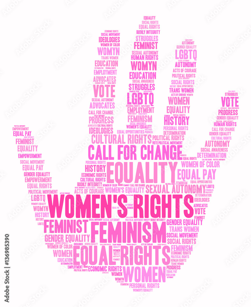 Women's Rights word cloud on a white background. Women's Rights word cloud on a white background.