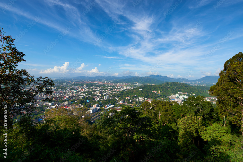 Fototapeta premium Khao Toh Sae Viewpoint on the Highest Hill in Phuket, Thailand.