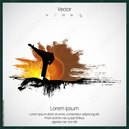 Silhouette of karate warrior, vector