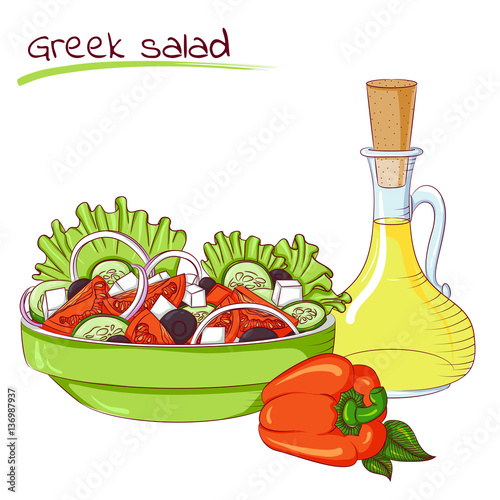 Greek salad and oil