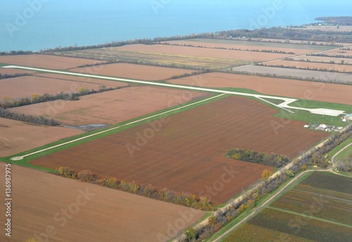 aerial view of the airport on Pelee Island in Ontario, Canada