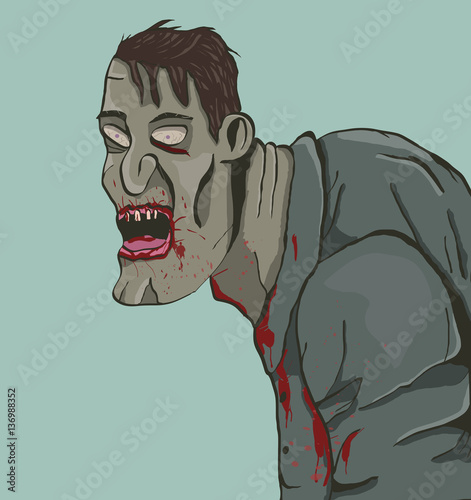 Hunched cartoon zombie.