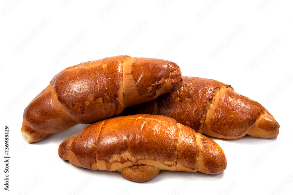 Fresh butter croissant, isolated on white background. Fresh butter croissant, isolated on white background.