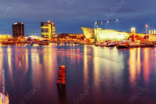 Photography Beautiful night illumination in Amsterdam.